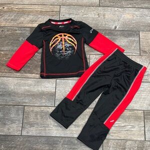 Asics Black and Red Matching Set